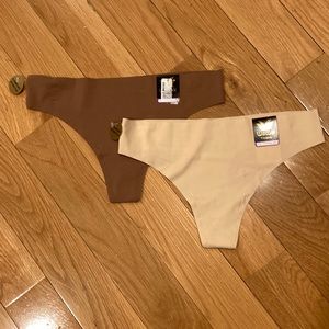 Wacoal thongs, set of 2, Beige and brown, nylon/spandex, 2XL